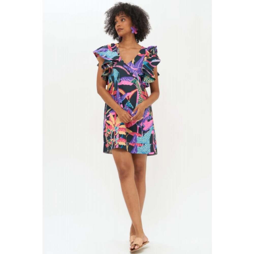 OLIPHANT Poplin Flirty V-Neck Short Dress size XS